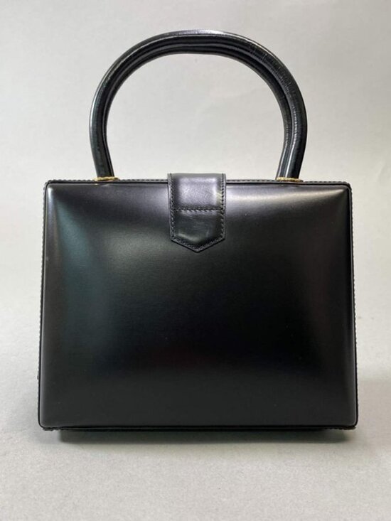 Loewe Vintage Handbag Anagram Logo Black Leather Bag - Picture 3 of 10